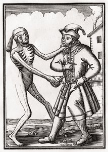 1843年にバーゼルで公開された「Der Todten Tanz」からユダヤ人に死が訪れる 作： Unbekannt Unbekannt